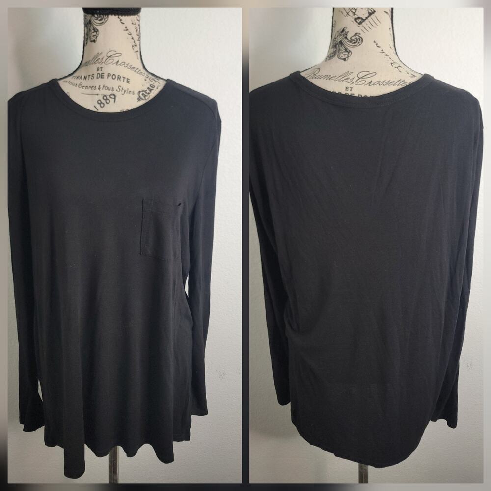 T Alexander Wang Women's Long Sleeve Pocket Tee in black- Sz Large